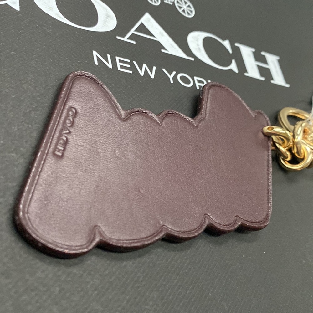 Coach Keychain Fob F35546 Script Signature Glitter Gold Leash Bag Charm Purse - Picture 6 of 6